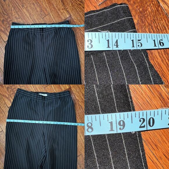 90s Y2K Vintage Roamans Black White Pinstripe Wide Leg Pants 10WP Soft Power - Picture 12 of 17